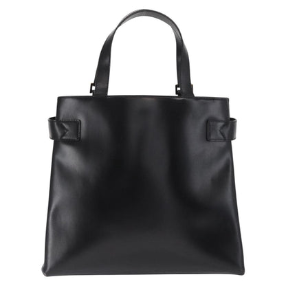 Gucci GUCCI Hand Bag Leather Black Gold Authentic BA9107