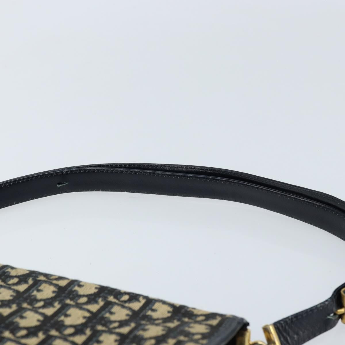 Dior Christian Dior Trotter Canvas Shoulder Bag Navy Gold Authentic gh1790
