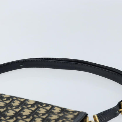 Dior Christian Dior Trotter Canvas Shoulder Bag Navy Gold Authentic gh1790