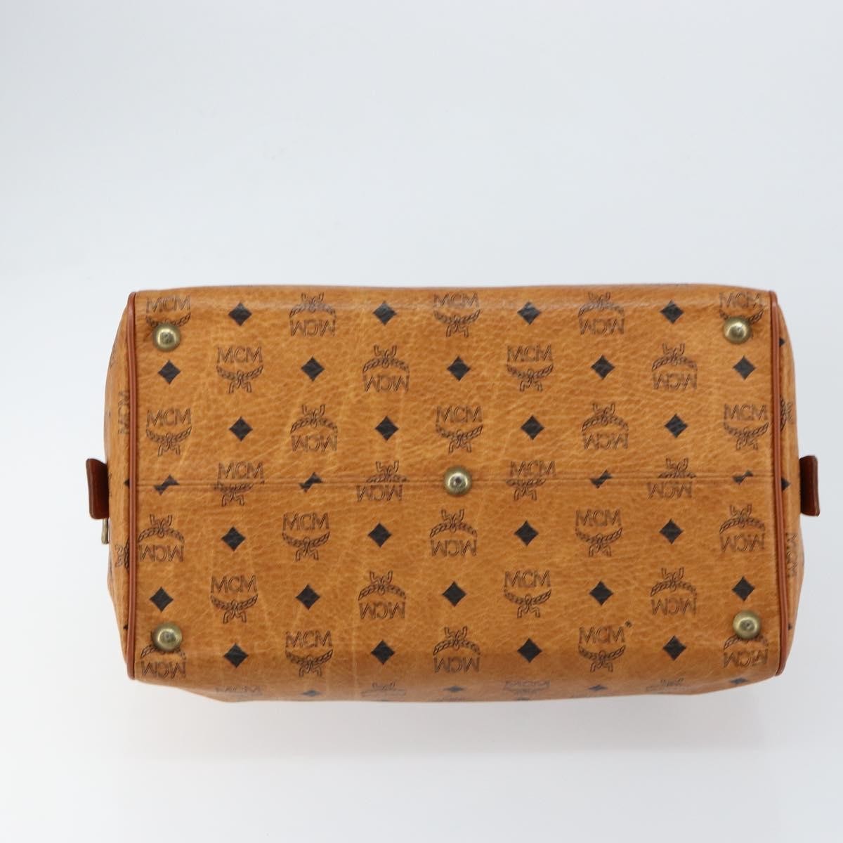 MCM MCM Logogram Vicetos Boston Bag PVC Leather Brown Gold Authentic gh1074