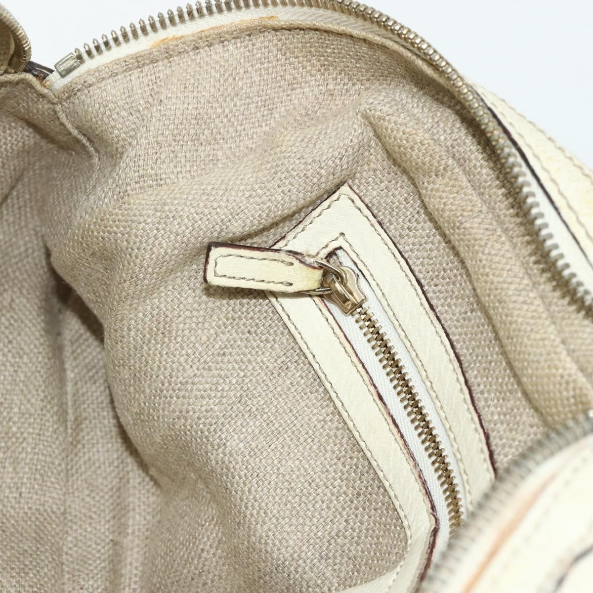 Gucci GUCCI Bamboo Boston Bag Leather White Gold 154376 Authentic ep14116