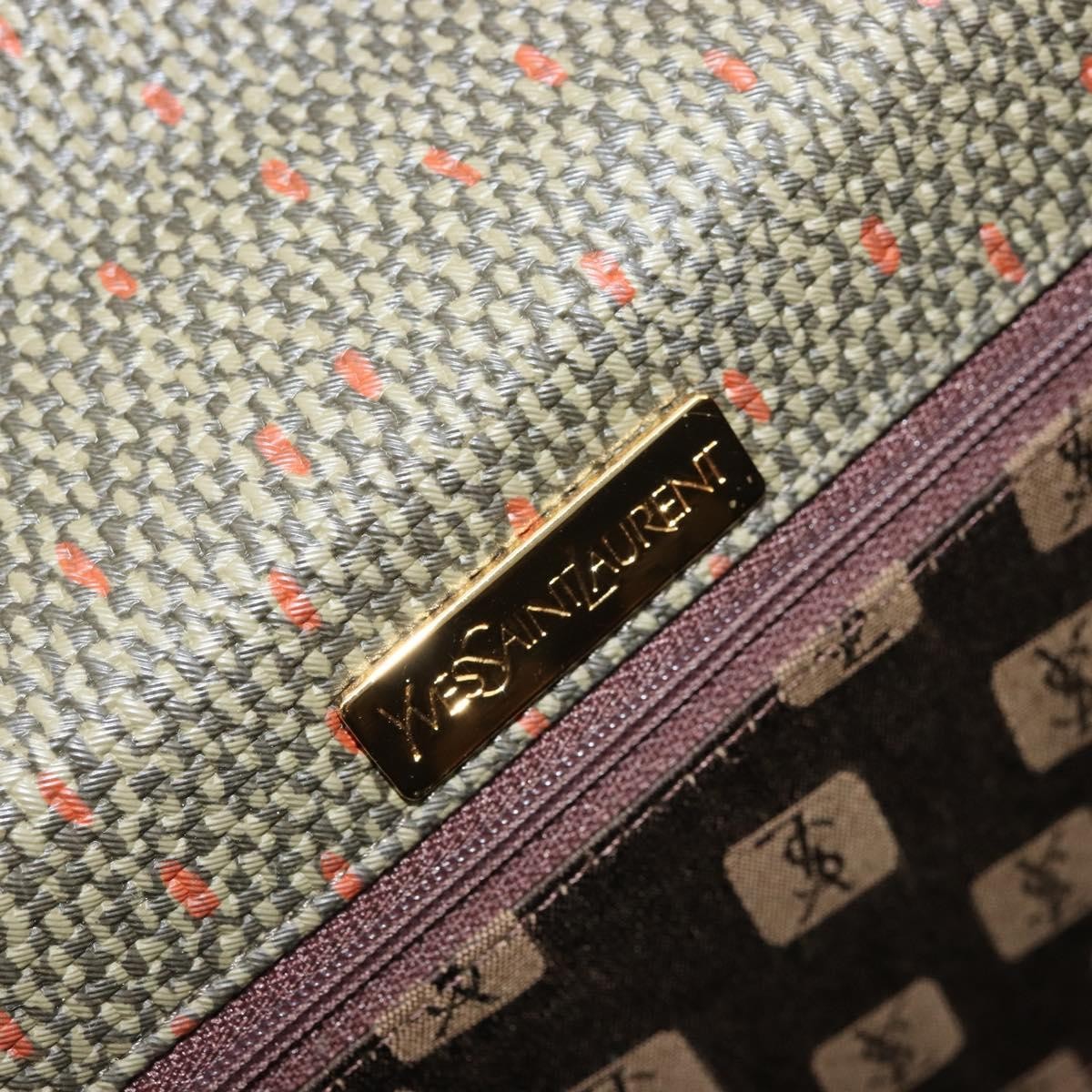 Saint Laurent SAINT LAURENT Hand Bag Coated Canvas 2way Khaki Gold Authentic bs34511