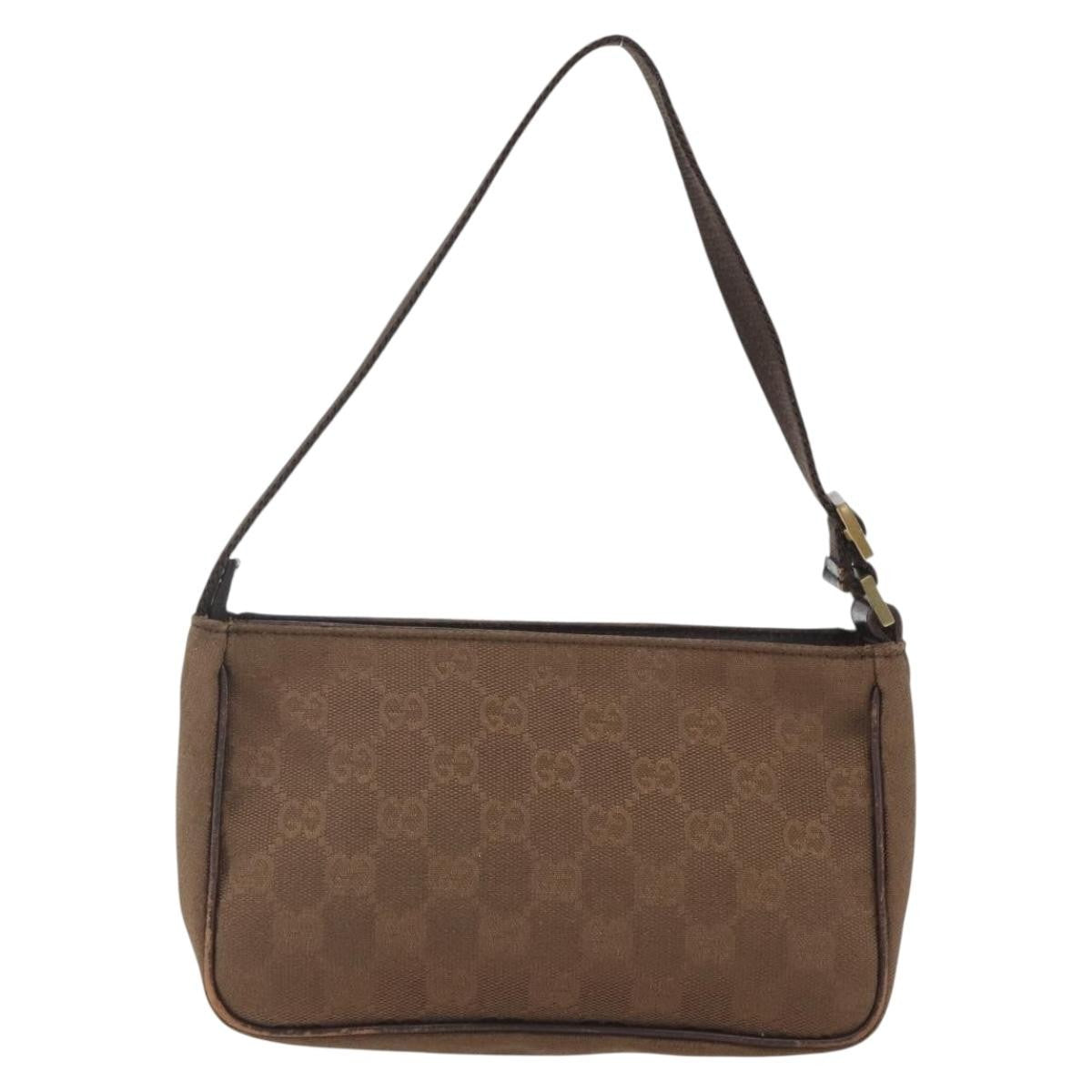 Gucci GUCCI GG Canvas Shoulder Bag Brown Gold 106644 Authentic 164050