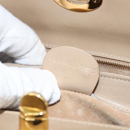 Gucci GUCCI Shoulder Bag Leather Beige Gold Authentic ep11343