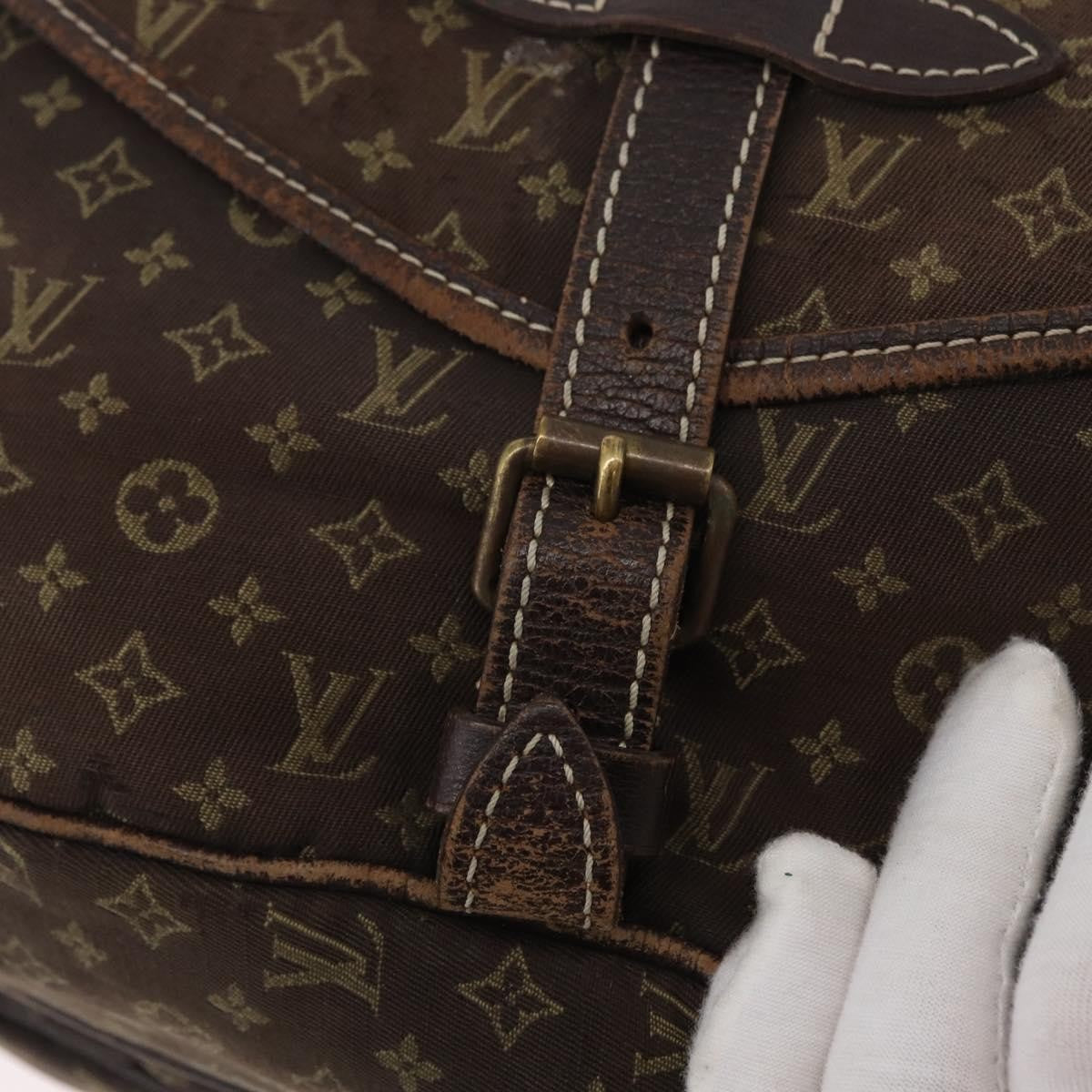 Louis Vuitton LOUIS VUITTON Monogram Mini Lin SaumurPM Shoulder Bag Brown M95227 Authentic BSZ306