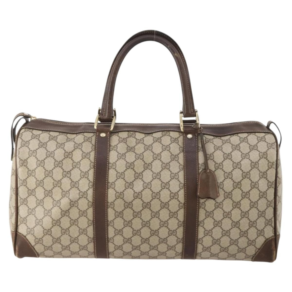 Gucci GUCCI GG Supreme Boston Bag PVC Beige Gold Authentic 175449