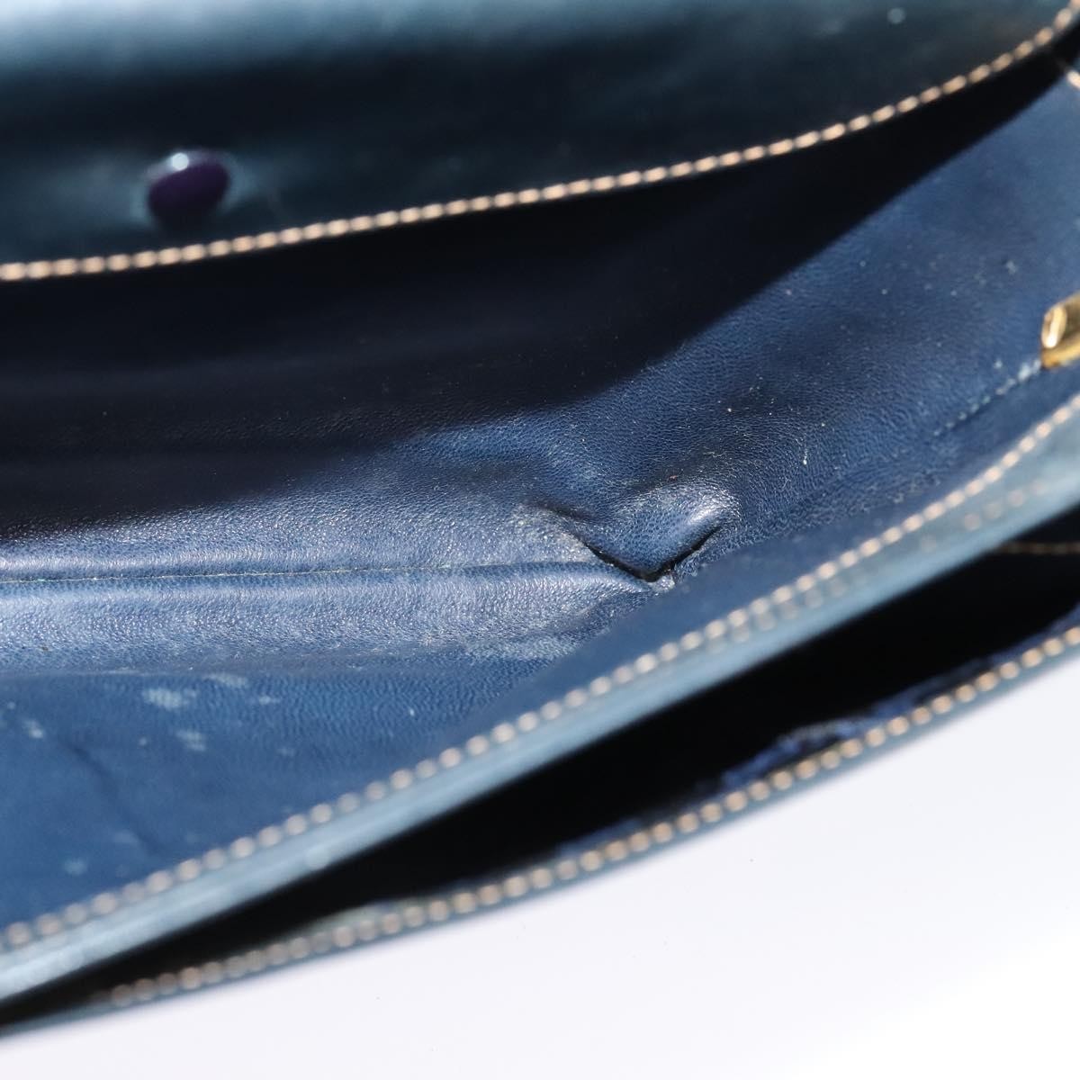 Gucci GUCCI Shoulder Bag Leather Navy Gold Authentic BD2006
