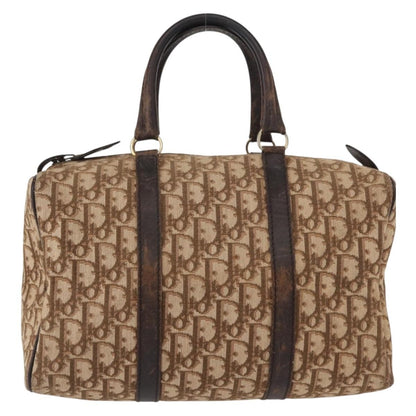 Dior Christian Dior Trotter Canvas Hand Bag Brown Gold Authentic ka627