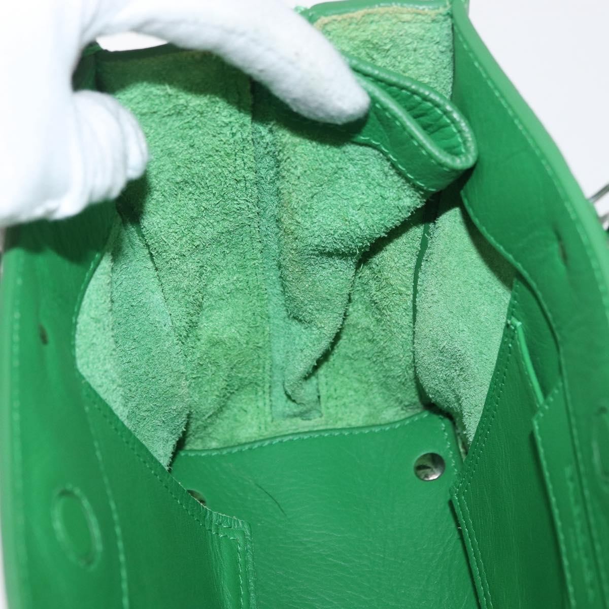 Balenciaga BALENCIAGA The Paper Tote Bag Leather 2way Green Silver 370926 Authentic 179403A