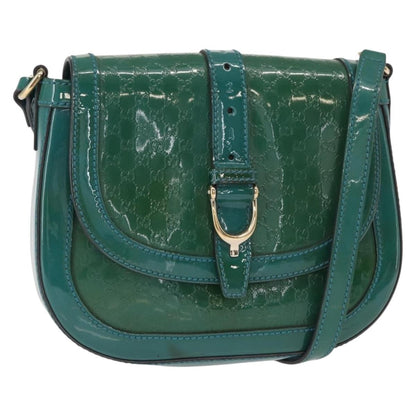Gucci GUCCI Micro GG Canvas Shoulder Bag Enamel Outlet Turquoise Blue Gold Authentic ka641