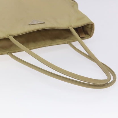 Prada PRADA Tote Bag Nylon Leather Beige Silver Authentic 129939