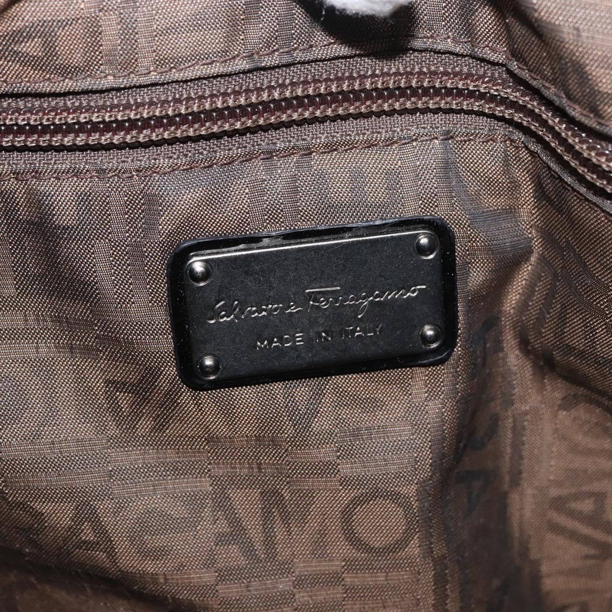 Salvatore Ferragamo Salvatore Ferragamo Gancini Hand Bag Patent leather Dark Brown Authentic bs35239
