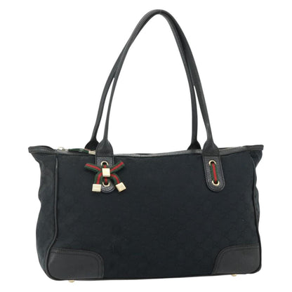 Gucci GUCCI GG Canvas Web Sherry Line Hand Bag Black Gold Red 177052 Authentic mr2358