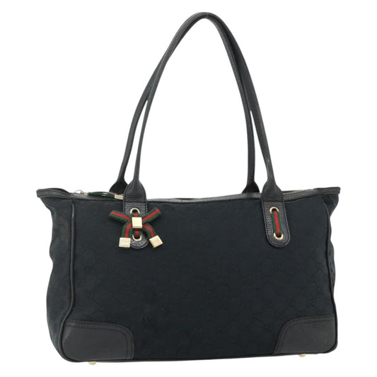 Gucci GUCCI GG Canvas Web Sherry Line Hand Bag Black Gold Red 177052 Authentic mr2358