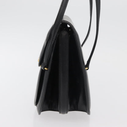 Gucci GUCCI Hand Bag Leather Black Gold Authentic ep14155