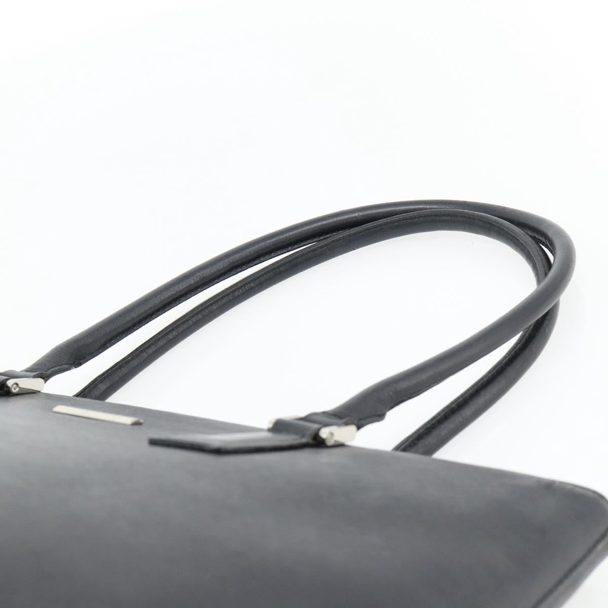 Burberry BURBERRY Tote Bag Leather Black Silver Authentic 182424