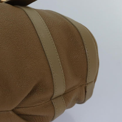 Bvlgari BVLGARI Hand Bag Leather Beige Gold Authentic yk14360