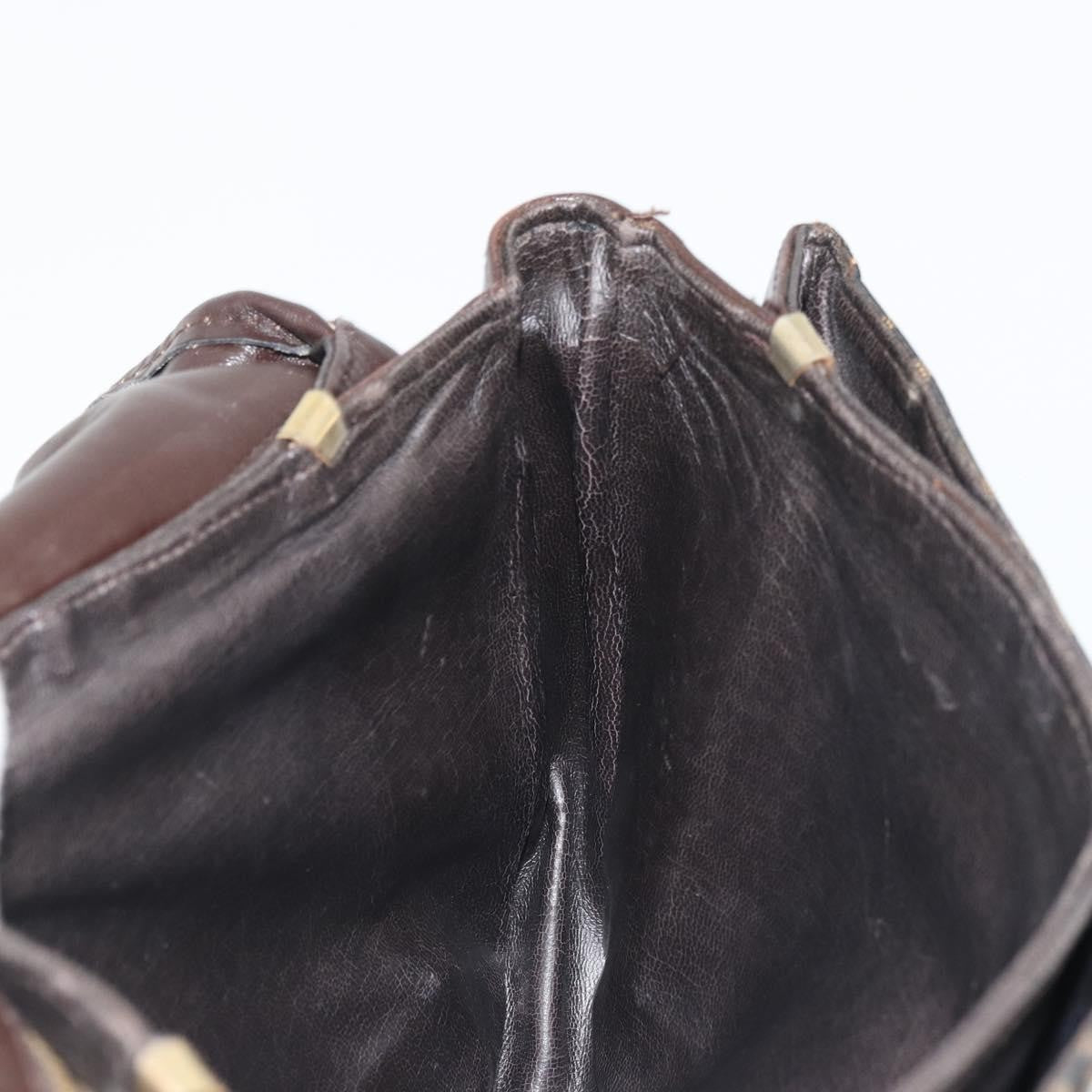 Fendi FENDI Zucca Canvas Shoulder Bag Black Brown Authentic YKZ1111