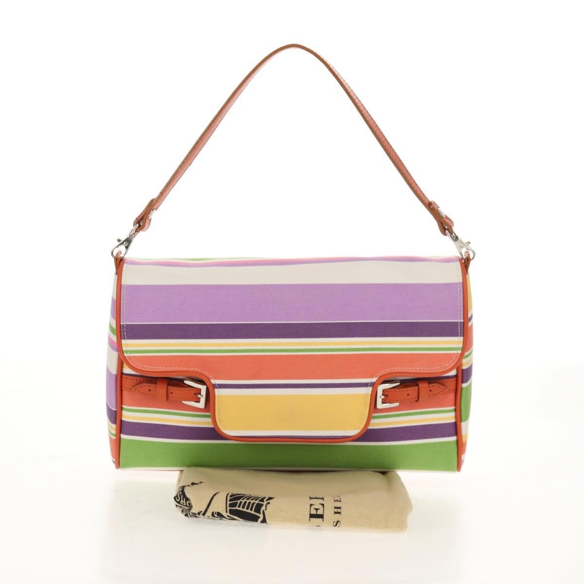 Burberry BURBERRY Shoulder Bag Canvas Multicolor Silver Authentic 160873V