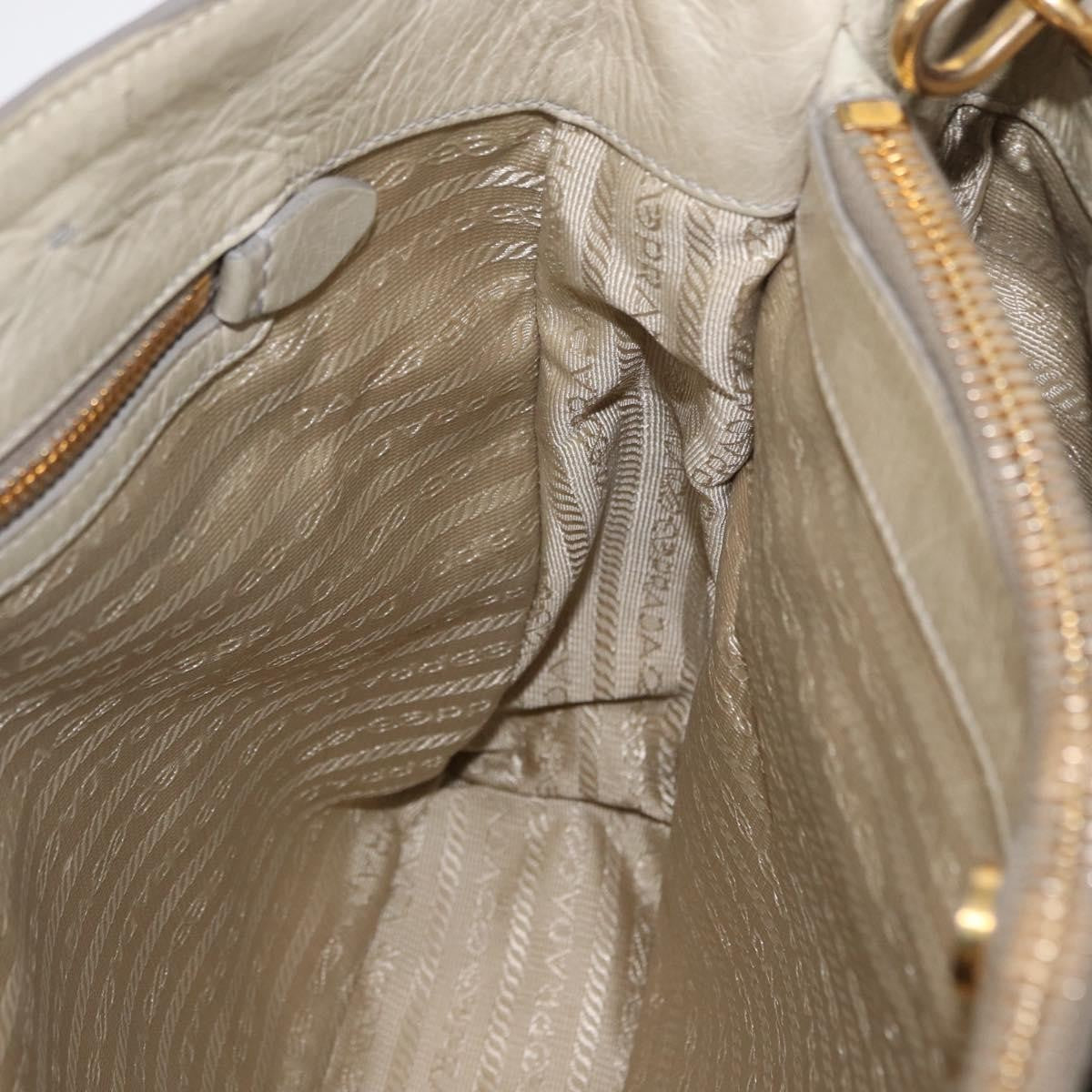 Prada PRADA Hand Bag Leather 2way Beige Gold Authentic ka1369