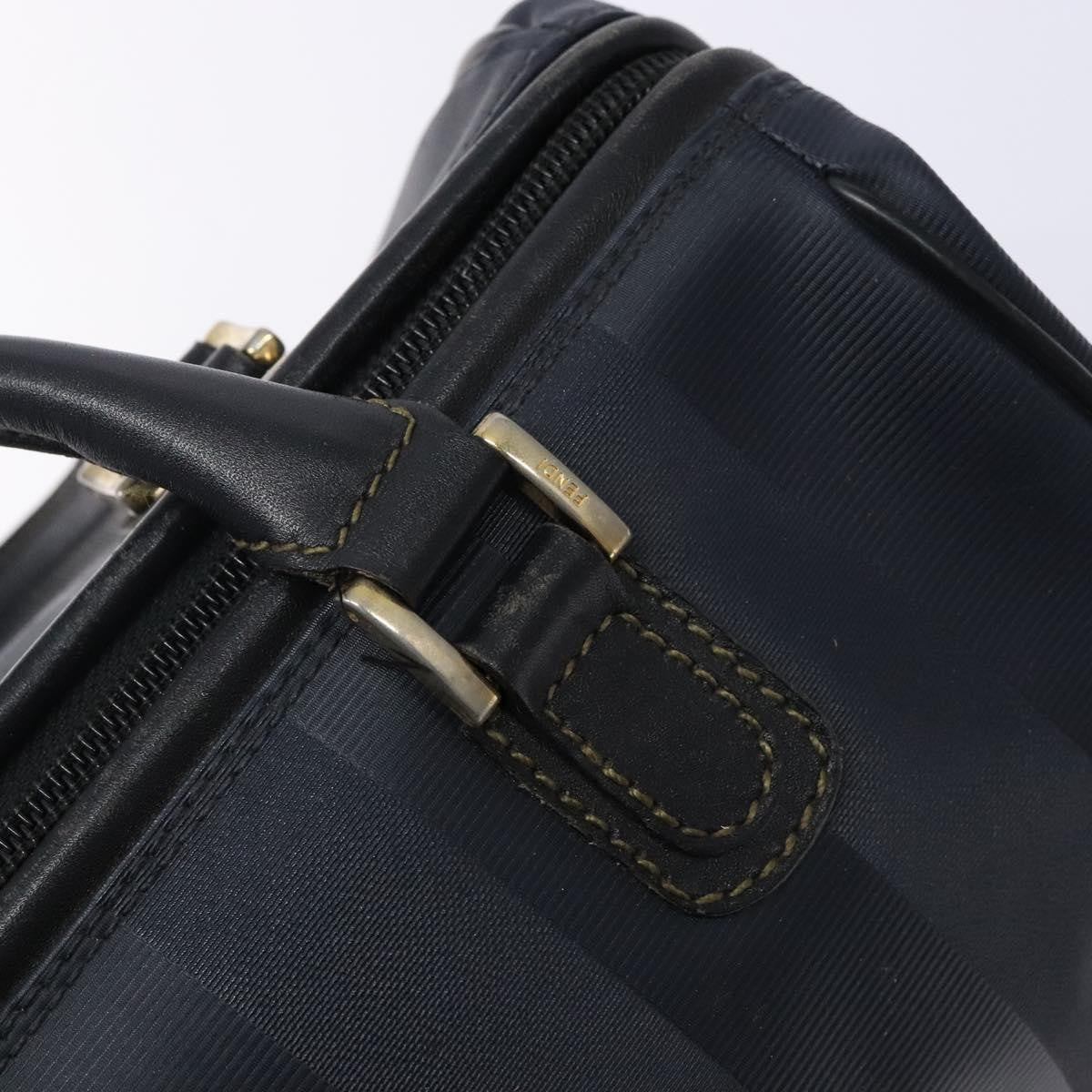 Fendi FENDI Pecan Canvas Hand Bag Navy Gold Authentic ep10858