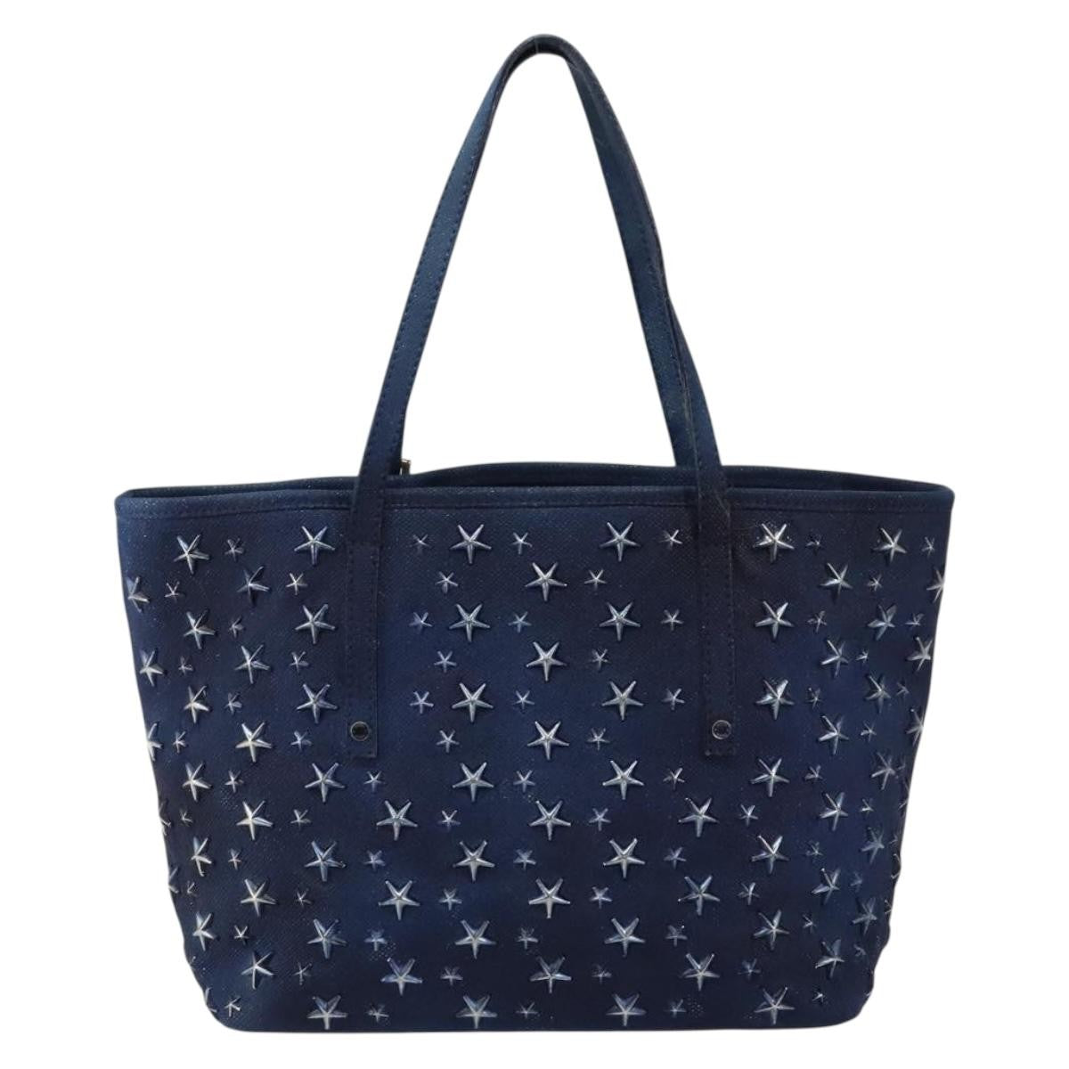 Jimmy Choo Jimmy Choo Studs Tote Bag Coated Canvas Blue Authentic sw1589