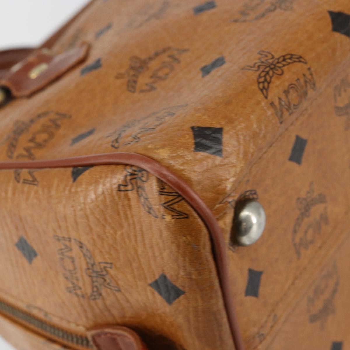 MCM MCM Logogram Vicetos Boston Bag PVC Leather Brown Gold Authentic gh904