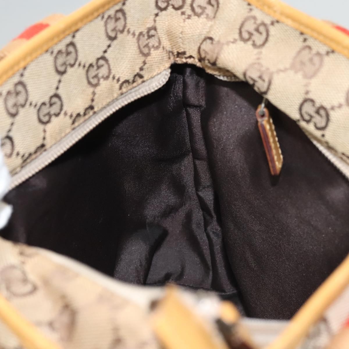 Gucci GUCCI GG Canvas Tote Bag Beige Silver 019 0402 Authentic th5862