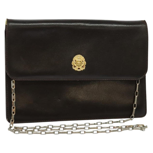 Celine CELINE Chain Shoulder Bag Leather Brown Gold Authentic BA2445