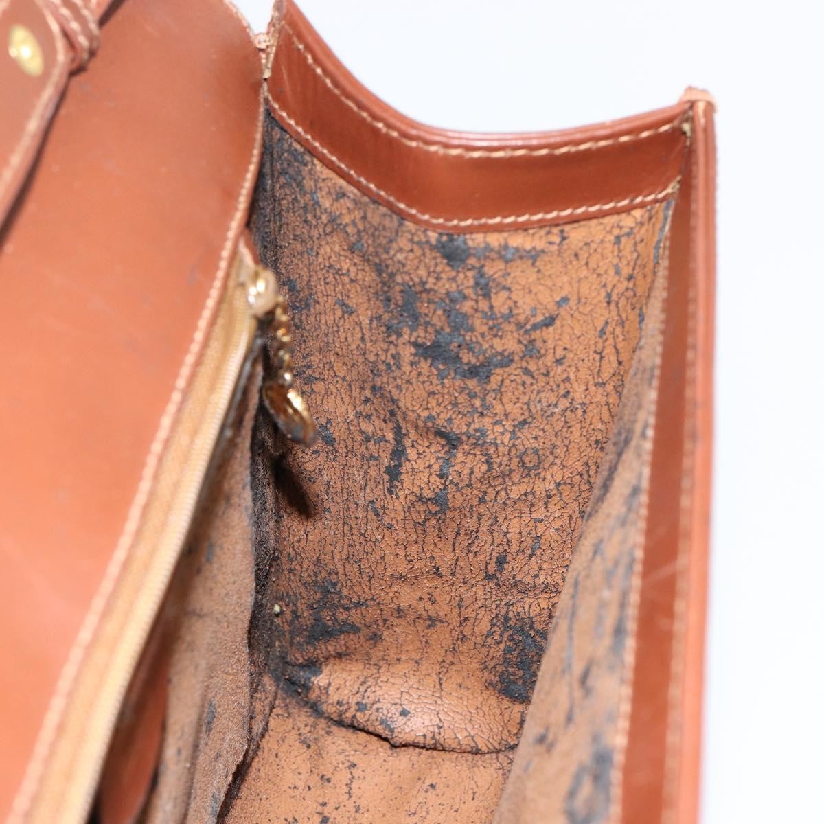 Gucci GUCCI Shoulder Bag Suede Leather Brown Gold Authentic 146416