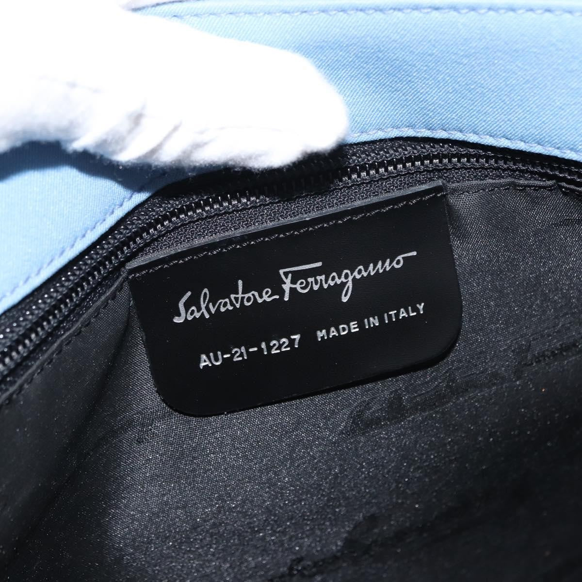 Salvatore Ferragamo Salvatore Ferragamo Tote Bag Canvas Blue Silver Authentic BA7336