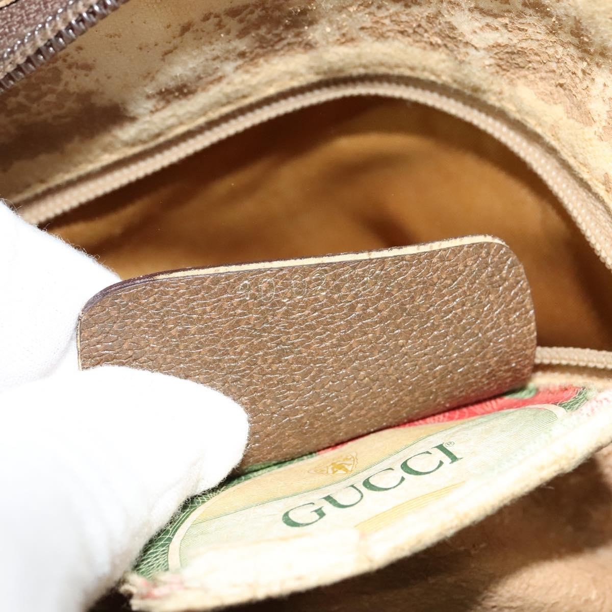 Gucci GUCCI GG Supreme Web Sherry Line Boston Bag PVC Beige Gold 40 02 007 Authentic KD431