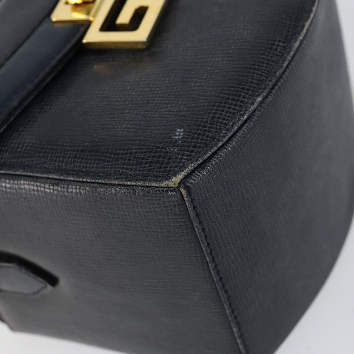 Givenchy GIVENCHY Hand Bag Leather Navy Gold Authentic SW1855
