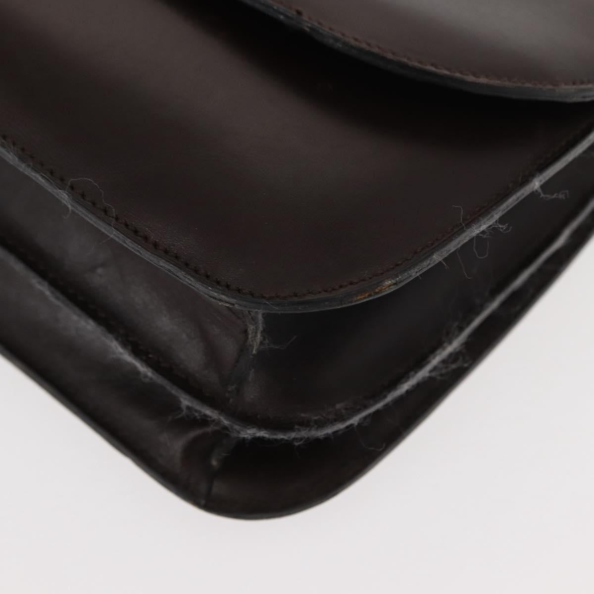 Celine CELINE Hand Bag Leather Brown Gold Authentic fm4934
