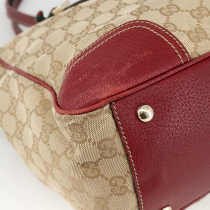 Gucci GUCCI GG Canvas Web Sherry Line Pretty Tote Bag Beige Gold 177052 Authentic fm5307
