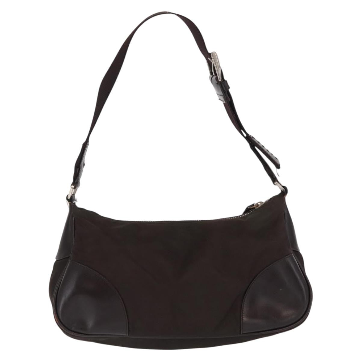Prada PRADA Shoulder Bag Nylon Khaki Silver Authentic 169376