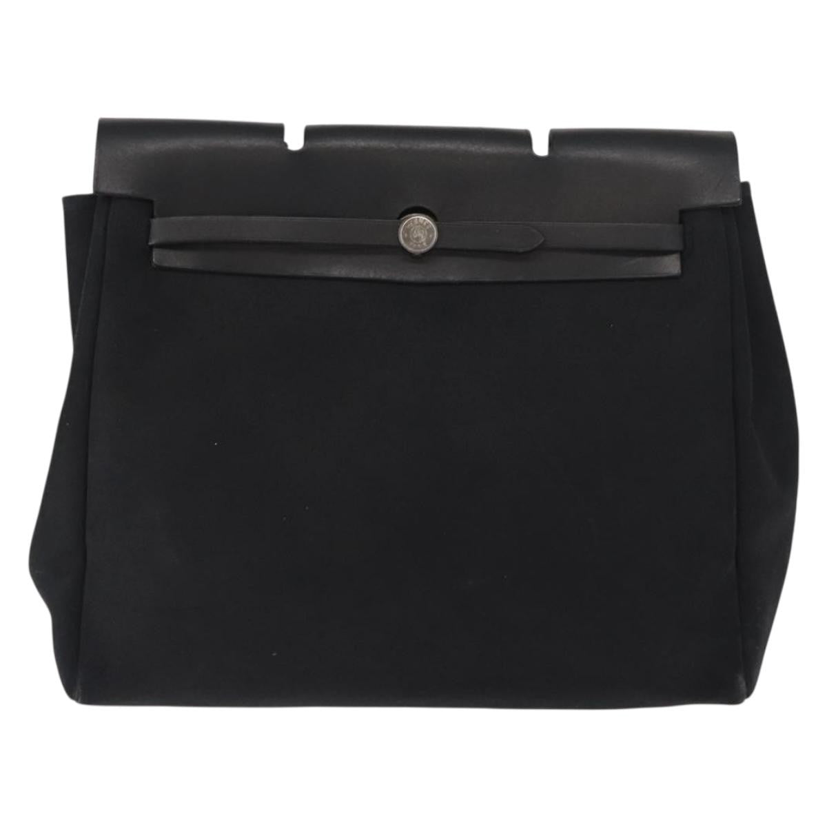 Hermès Hermès HERMES Herbag MM Hand Bag Canvas Leather Black Silver Authentic gh1501