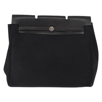 Hermès Hermès HERMES Herbag MM Hand Bag Canvas Leather Black Silver Authentic gh1501