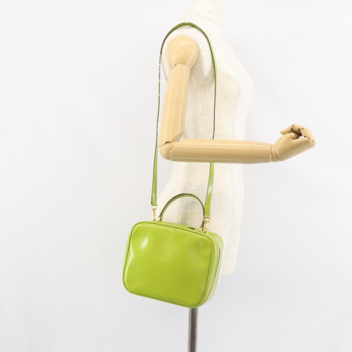 Gucci GUCCI Bamboo Hand Bag Enamel 2way Green Gold 000 2040 0323 Authentic 160576
