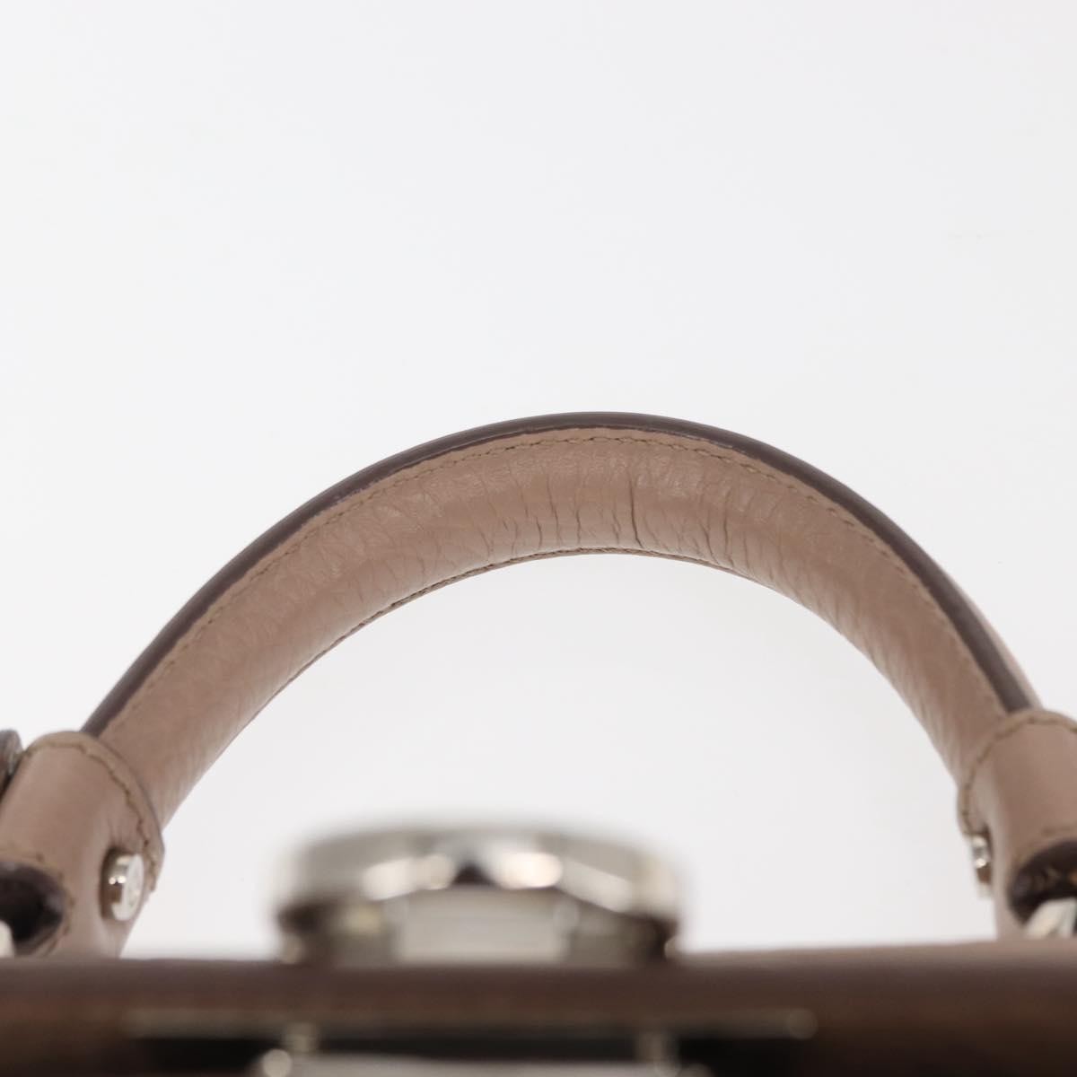 Salvatore Ferragamo Salvatore Ferragamo Gancini Sophia Hand Bag Leather Beige Silver Authentic 145498