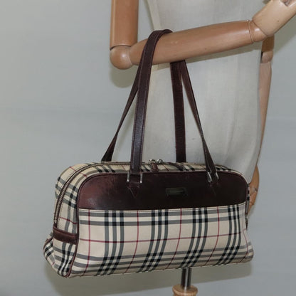 Burberry BURBERRY Nova Check Boston Bag Canvas Beige Authentic BD1812