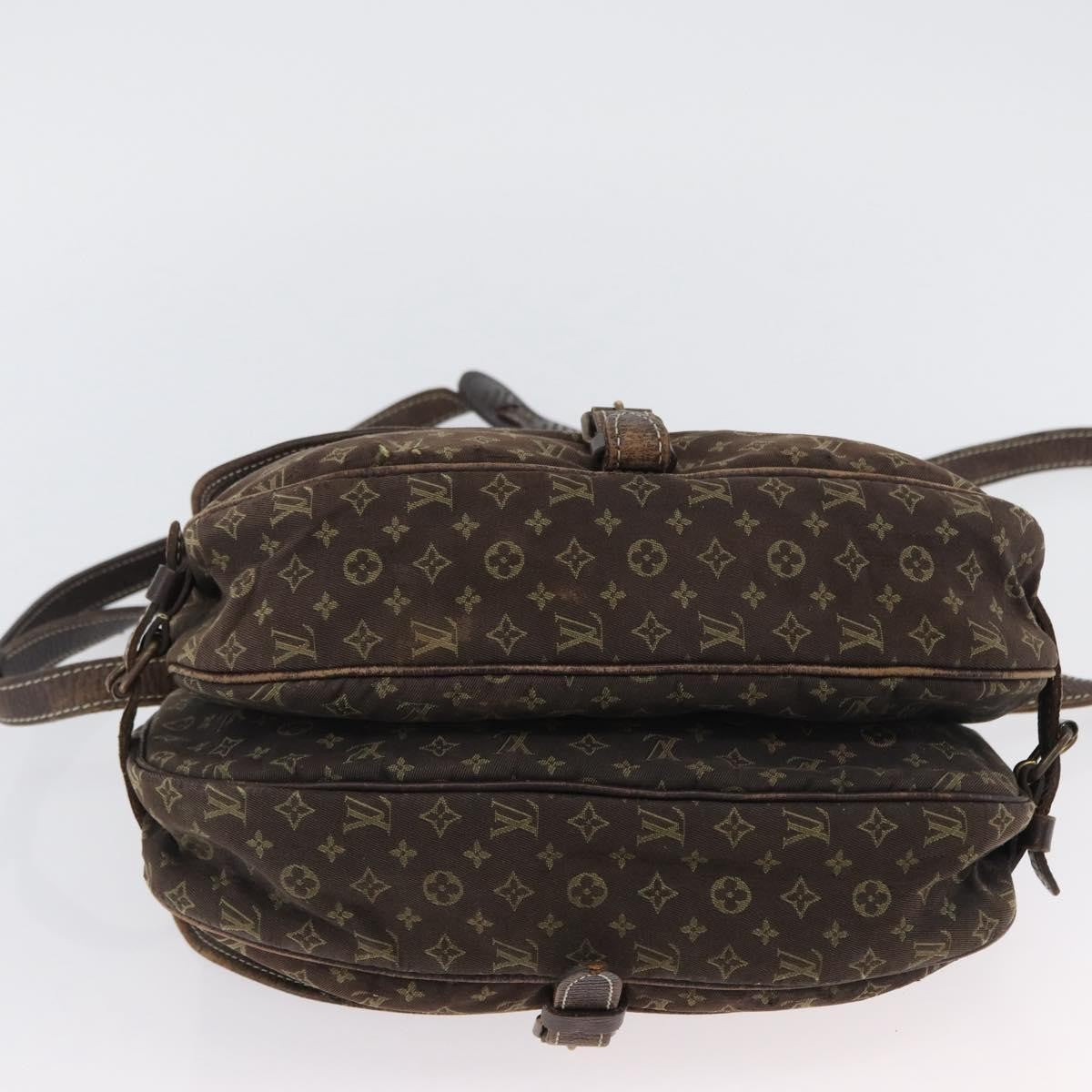 Louis Vuitton LOUIS VUITTON Monogram Mini Lin SaumurPM Shoulder Bag Brown M95227 Authentic BSZ306