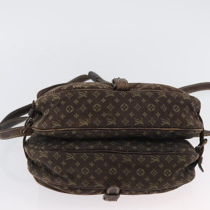 Louis Vuitton LOUIS VUITTON Monogram Mini Lin SaumurPM Shoulder Bag Brown M95227 Authentic BSZ306