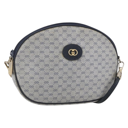 Gucci GUCCI Micro GG Supreme Shoulder Bag PVC Navy Gold Authentic BA7782