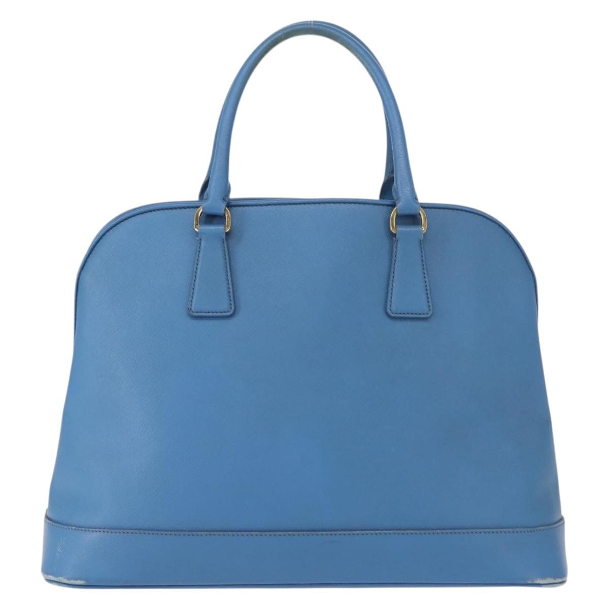 Prada PRADA Hand Bag Safiano leather Blue Gold Authentic fm4916