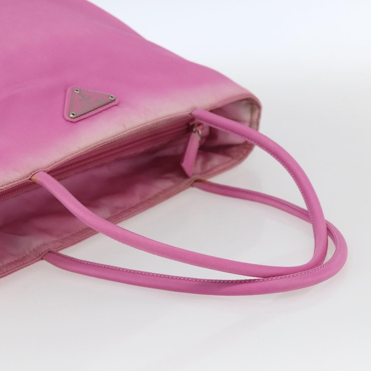 Prada PRADA Tote Bag Nylon Pink Silver Authentic 164823