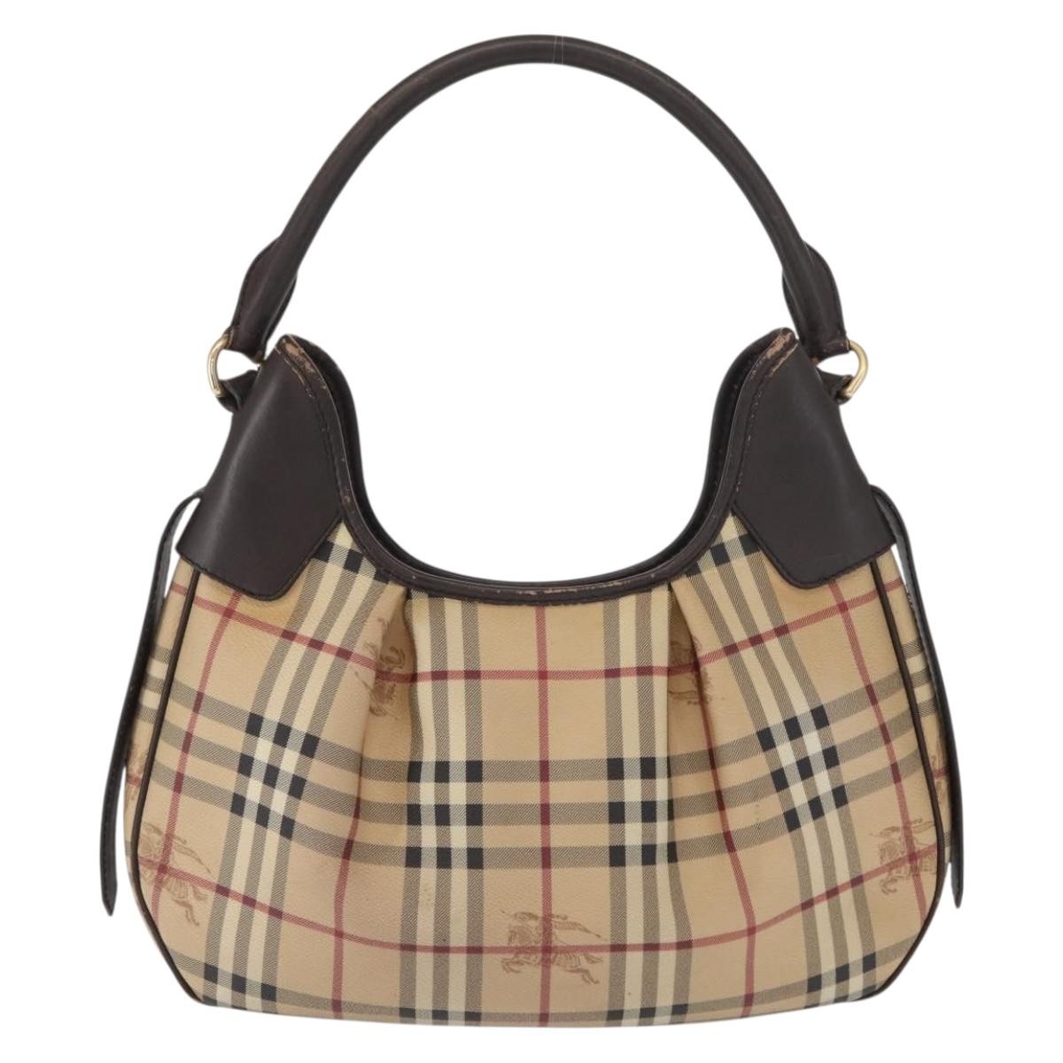 Burberry BURBERRY Nova Check Shoulder Bag PVC Beige Gold Authentic 165209
