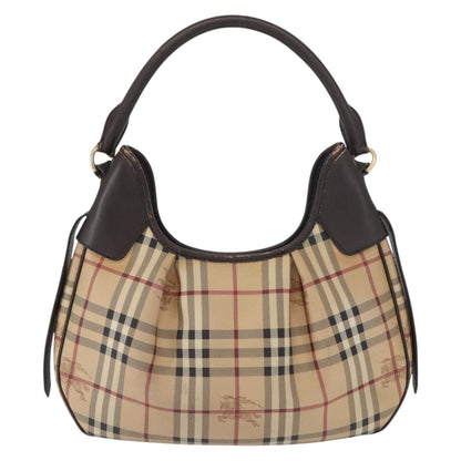 Burberry BURBERRY Nova Check Shoulder Bag PVC Beige Gold Authentic 165209