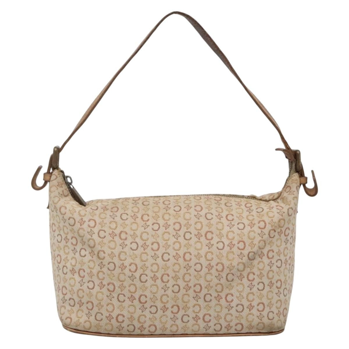 Celine CELINE C Macadam Canvas Shoulder Bag Beige Authentic bs28954