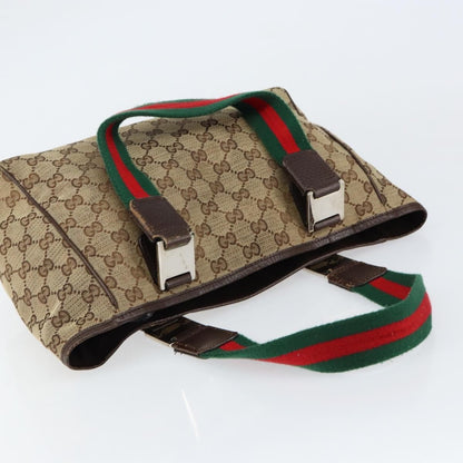 Gucci GUCCI GG Canvas Web Sherry Line Hand Bag Beige Red Green 145810 Authentic 155191
